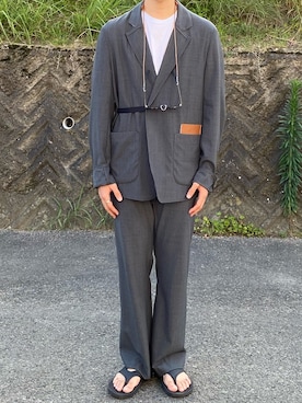 「SUNSEA（サンシー）のアイテム（ジャケット/アウター）」を使った、キーパーさん（メンズ・173cm）の夏コーディネート