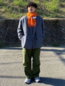 「URU（ウル）のアイテム（ベスト）」を使った、HAYATEさん（メンズ・173cm）の冬コーディネート