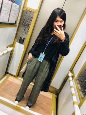 「ESPRIT（エスプリ）のアイテム（ノーカラージャケット）」を使った、Polly さん（レディース・169cm）の冬コーディネート