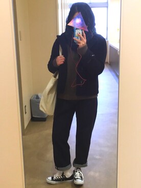 「YAECA」｜「アイテム（ダッフルコート）」を使った、なつさん（レディース・157cm）の冬コーディネート