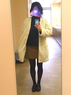 「ドレスシューズ」｜「アイテム（ムートンコート）」を使った、なつさん（レディース・157cm）の冬コーディネート