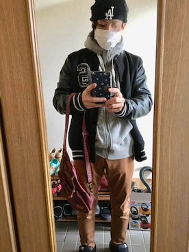 「H&M（エイチ・アンド・エム）のアイテム（スタジャン）」を使った、ズッキーさん（メンズ・165cm）の冬コーディネート