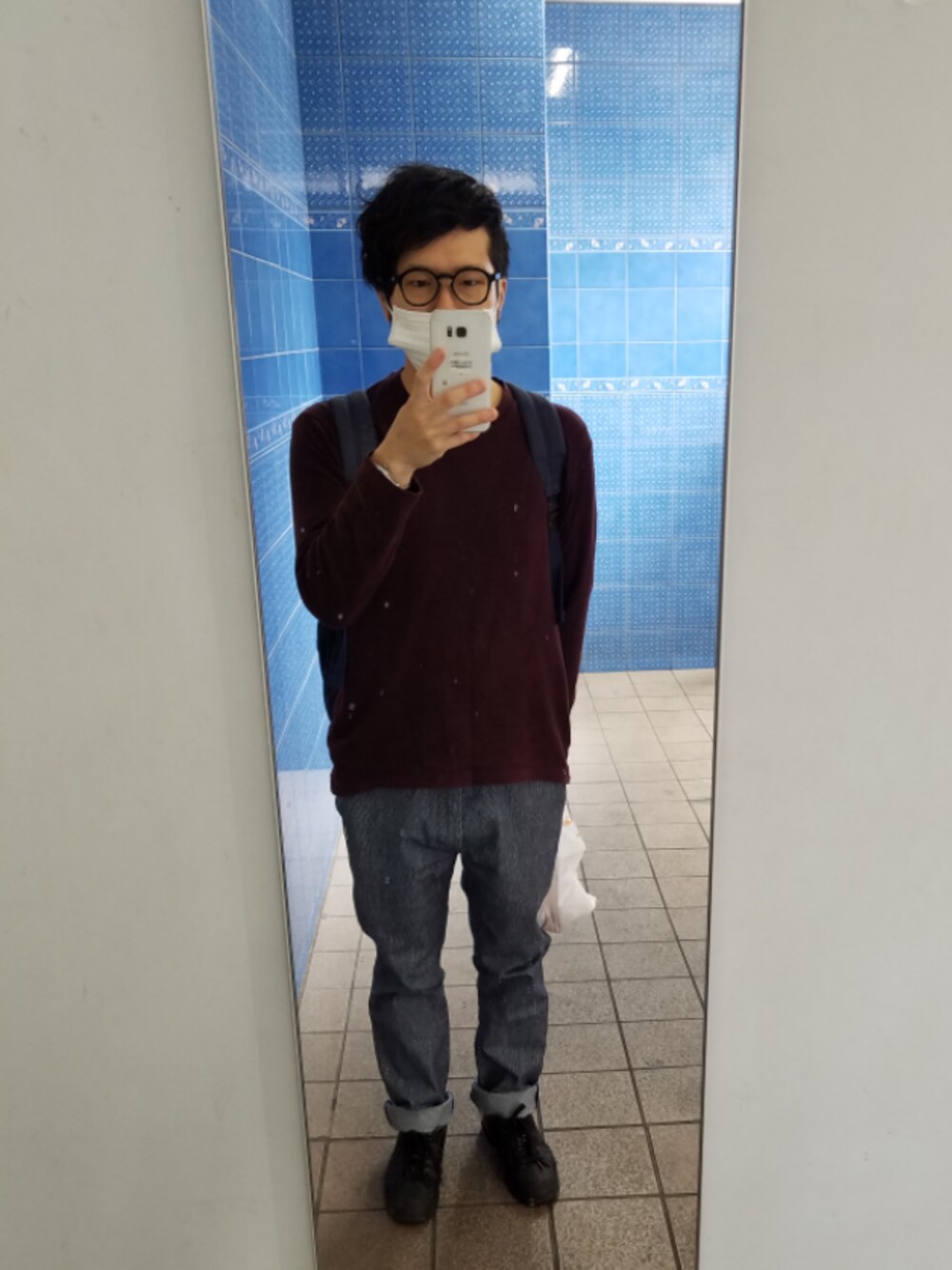 「シンプル、シンプルコーデ、UNIQLO、古着、めがね、春夏コーデ」｜「めがね舎ストライクのアイテム（メガネ、ブラック系）」を使った、シンゴさん（メンズ・163cm）の春コーディネートの1枚目の写真