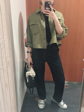 「titivate（ティティベイト）のアイテム（その他アウター、グリーン系）」を使った、mariii*さん（レディース・163cm）の秋コーディネート
