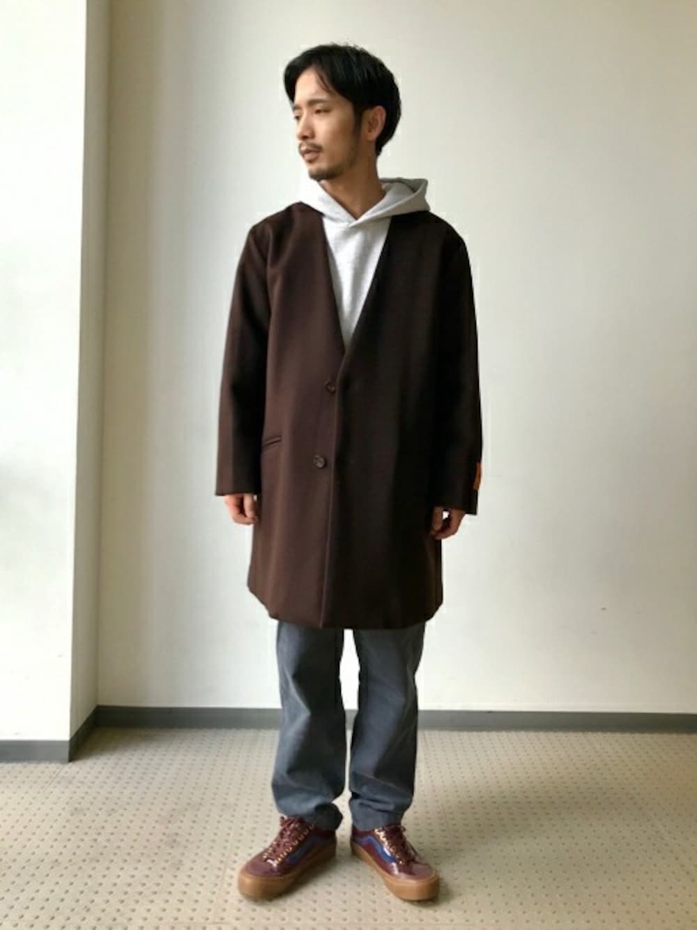 LANA WOOL 140S ビーバー ノーカラーコート チェック柄 JOURNAL STANDARD relume（ジャーナルスタンダード レリューム
