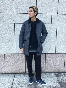 「LAVENHAM（ラベンハム）のアイテム（ステンカラーコート）」を使った、JOURNAL STANDARD relumeさん（メンズ・170cm）の冬コーディネート