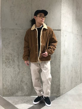 「Wrangler（ラングラー）のアイテム（ブルゾン）」を使った、JOURNAL STANDARD relumeさん（メンズ・170cm）の冬コーディネート