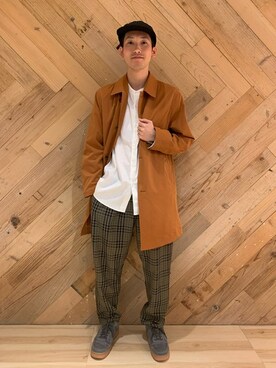 「JOURNAL STANDARD relume（ジャーナルスタンダード　レリューム）のアイテム（ステンカラーコート）」を使った、JOURNAL STANDARD relumeさん（メンズ・170cm）の春コーディネート