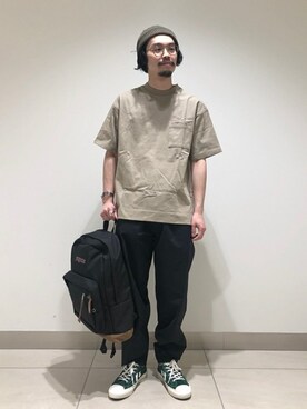 「JOURNAL STANDARD relume（ジャーナルスタンダード　レリューム）のアイテム（ニットキャップ/ビーニー）」を使った、JOURNAL STANDARD relumeさん（メンズ・170cm）の春コーディネート