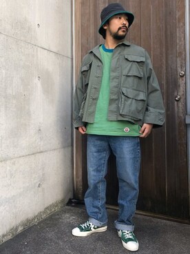 「JOURNAL STANDARD relume（ジャーナルスタンダード　レリューム）のアイテム（ミリタリージャケット）」を使った、JOURNAL STANDARD relumeさん（メンズ・170cm）の春コーディネート