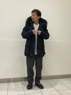 「WOOLRICH（ウールリッチ）のアイテム（ダウンジャケット/コート）」を使った、JOURNAL STANDARD relumeさん（メンズ・163cm）の秋コーディネート