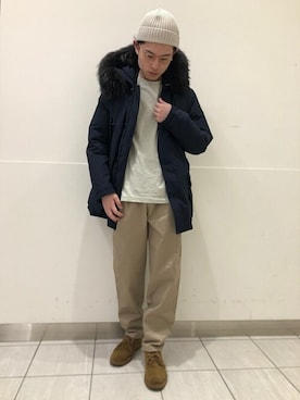 「WOOLRICH（ウールリッチ）のアイテム（ダウンジャケット/コート）」を使った、JOURNAL STANDARD relumeさん（メンズ・170cm）の秋コーディネート