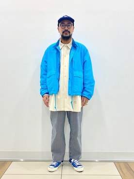 「ブルーコーデ」｜「アイテム（ナイロンジャケット）」を使った、JOURNAL STANDARD relumeさん（メンズ・170cm）の春コーディネート
