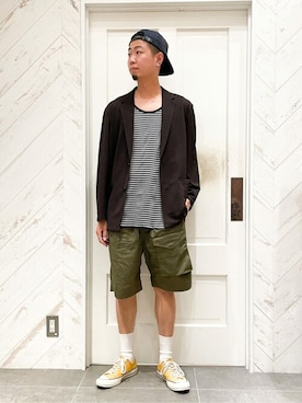 「ARMY TWILL（アーミーツイル）のアイテム（その他パンツ）」を使った、JOURNAL STANDARD relumeさん（メンズ・180cm）の夏コーディネート
