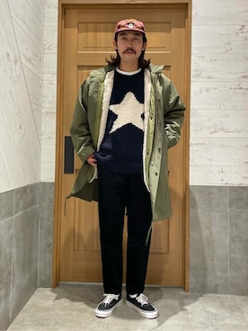 「JOURNAL STANDARD relume（ジャーナルスタンダード　レリューム）のアイテム（モッズコート）」を使った、JOURNAL STANDARD relumeさん（メンズ・179cm）の冬コーディネート