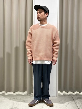 ニット セーター ピンク系 を使った 白tシャツ のメンズ人気ファッションコーディネート Wear