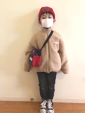 「XLARGE（エクストララージ）のアイテム（ジャケット/アウター）」を使った、mickeyさん（キッズ・120cm）の春コーディネート