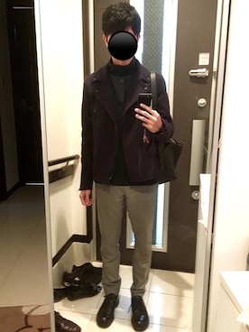 「Lui's（ルイス）のアイテム（ノーカラージャケット）」を使った、リッキーさん（メンズ・168cm）の冬コーディネート