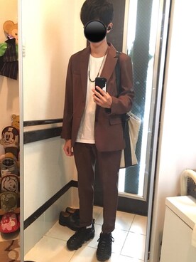 リッキーさんの「【セットアップ対応】RETORO POLYESTER TWILL / 2B セミ ピークドラペル シングル ジャケット」を使ったコーディネート