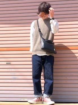 「花見」｜「アイテム（腕時計）」を使った、んたさん（メンズ・158cm）の春コーディネート