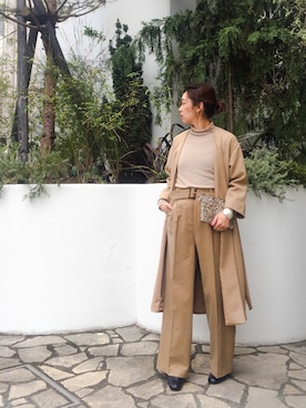 「アイテム（テーラードジャケット、イエロー系）」を使った、TOMOMI KANATAさん（レディース・162cm）の冬コーディネート