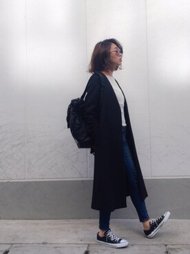 「TODAYFUL（トゥデイフル）のアイテム（ステンカラーコート）」を使った、TOMOMI KANATAさん（レディース・162cm）の冬コーディネート
