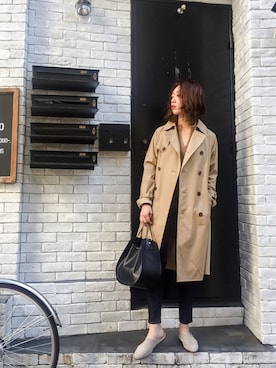 「TODAYFUL（トゥデイフル）のアイテム（トレンチコート）」を使った、TOMOMI KANATAさん（レディース・162cm）の冬コーディネート