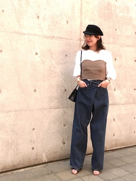 「アイテム（チューブトップ）」を使った、TOMOMI KANATAさん（レディース・162cm）の夏コーディネート