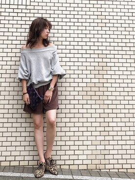 「TODAYFUL（トゥデイフル）のアイテム（スラックス）」を使った、TOMOMI KANATAさん（レディース・162cm）の夏コーディネート