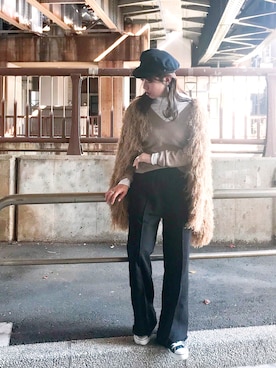 「アイテム（トップス、ブラウン系）」を使った、TOMOMI KANATAさん（レディース・162cm）の冬コーディネート