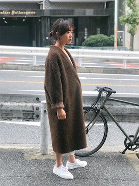 「TODAYFUL（トゥデイフル）のアイテム（ステンカラーコート）」を使った、TOMOMI KANATAさん（レディース・162cm）の秋コーディネート