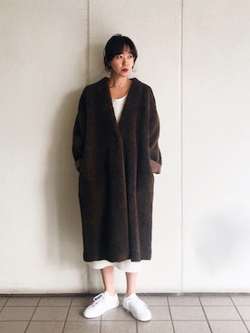 「TODAYFUL（トゥデイフル）のアイテム（ステンカラーコート）」を使った、TOMOMI KANATAさん（レディース・162cm）の秋コーディネート