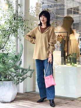 「アイテム（タンクトップ、レッド系）」を使った、TOMOMI KANATAさん（レディース・162cm）の夏コーディネート