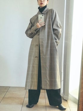 「TODAYFUL（トゥデイフル）のアイテム（ステンカラーコート）」を使った、TOMOMI KANATAさん（レディース・162cm）の冬コーディネート