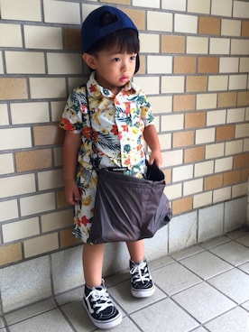 「and wander（アンドワンダー）のアイテム」を使った、nicoemiさん（キッズ・90cm）の夏コーディネート