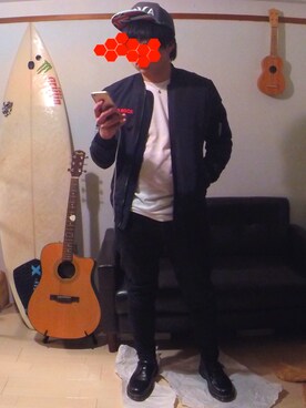 「Dr. Martens（ドクターマーチン）のDr.Martens (ドクターマーチン)/1461 3EYE GIBSON SHOES（その他シューズ）」を使った、草次健太さん（メンズ・165cm）の冬コーディネート