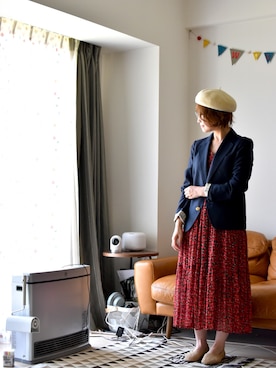 「部屋撮り」｜「アイテム（ハンチング/ベレー帽）」を使った、𝚝𝚊𝚔𝚊𝚔𝚘さん（レディース・150cm）の春コーディネート