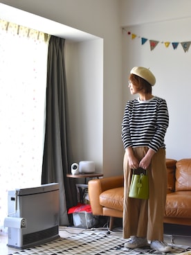 「シンフルコーデ」｜「アイテム（ハンチング/ベレー帽）」を使った、𝚝𝚊𝚔𝚊𝚔𝚘さん（レディース・150cm）の春コーディネート