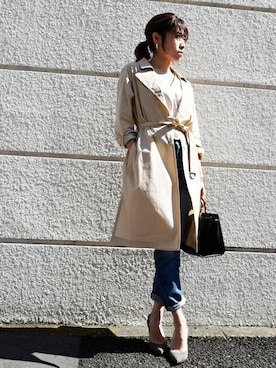 「MK MICHEL KLEIN（エムケーミッシェルクラン）のアイテム（トレンチコート）」を使った、MKミッシェルクランさん（レディース・158cm）の春コーディネート