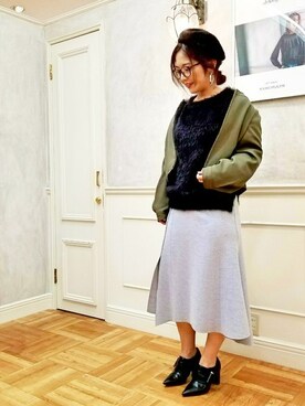 「MK MICHEL KLEIN（エムケーミッシェルクラン）のアイテム（ブルゾン）」を使った、MKミッシェルクランさん（レディース・158cm）の秋コーディネート