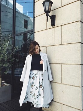 「MK MICHEL KLEIN（エムケーミッシェルクラン）のアイテム（その他アウター）」を使った、MKミッシェルクランさん（レディース・155cm）の冬コーディネート