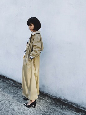 「MK MICHEL KLEIN（エムケーミッシェルクラン）のアイテム（トレンチコート）」を使った、MKミッシェルクランさん（レディース・160cm）の冬コーディネート