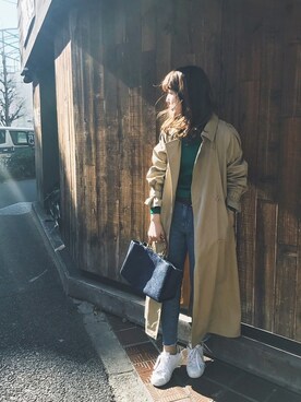 「MK MICHEL KLEIN（エムケーミッシェルクラン）のアイテム（トレンチコート）」を使った、MKミッシェルクランさん（レディース・160cm）の冬コーディネート