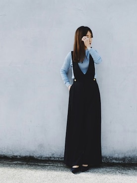 「MK MICHEL KLEIN（エムケーミッシェルクラン）のアイテム（サロペット/オーバーオール）」を使った、MKミッシェルクランさん（レディース・160cm）の春コーディネート
