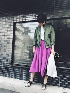 「MK MICHEL KLEIN（エムケーミッシェルクラン）のアイテム（ブルゾン）」を使った、MKミッシェルクランさん（レディース・166cm）の春コーディネート