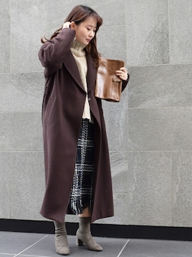 「MK MICHEL KLEIN（エムケーミッシェルクラン）のアイテム（その他アウター）」を使った、MKミッシェルクランさん（レディース・154cm）の冬コーディネート