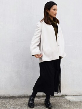 「MK MICHEL KLEIN（エムケーミッシェルクラン）のアイテム（その他アウター）」を使った、MKミッシェルクランさん（レディース・152cm）の冬コーディネート
