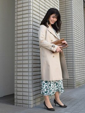 「MK MICHEL KLEIN（エムケーミッシェルクラン）のアイテム（トレンチコート）」を使った、MKミッシェルクランさん（レディース・166cm）の冬コーディネート