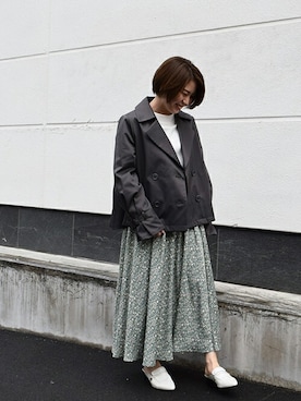 「MK MICHEL KLEIN（エムケーミッシェルクラン）のアイテム（トレンチコート）」を使った、MKミッシェルクランさん（レディース・152cm）の春コーディネート