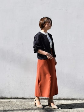 「MK MICHEL KLEIN（エムケーミッシェルクラン）のアイテム（ブルゾン）」を使った、MKミッシェルクランさん（レディース・152cm）の春コーディネート
